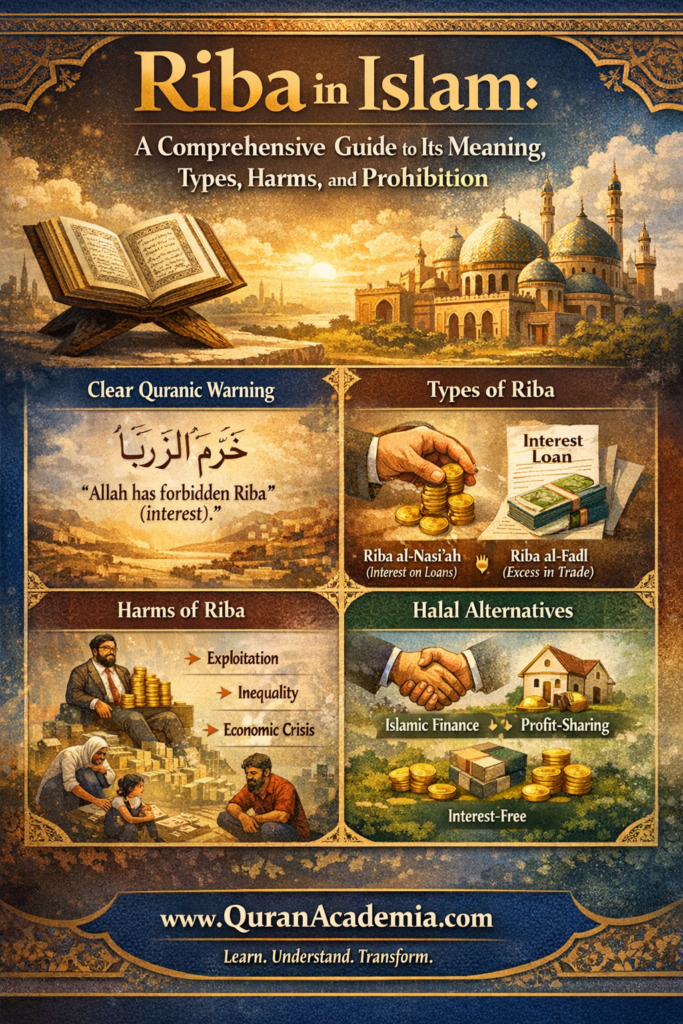 Riba in Islam: A Comprehensive Guide to Its Meaning, Types, Harms, and Divine Prohibition Riba in Islam: A Comprehensive Guide to Its Meaning, Types, Harms, and Divine Prohibition