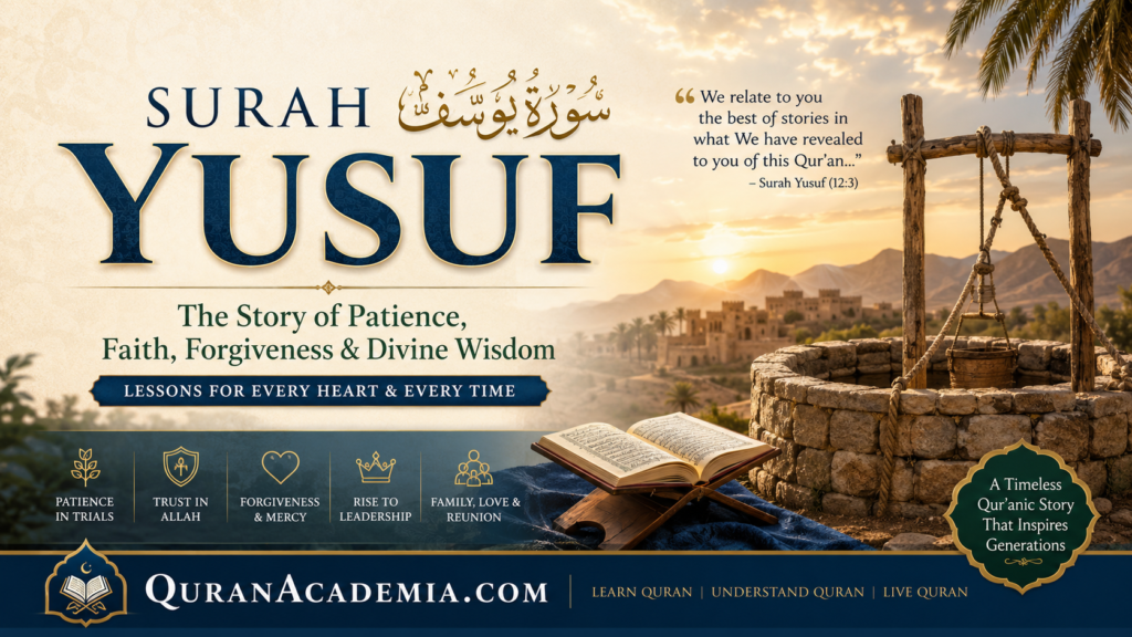 Surah Yusuf – Lessons of Patience, Faith, Forgiveness, and Divine Wisdom Surah Yusuf – Lessons of Patience, Faith, Forgiveness, and Divine Wisdom